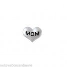 Mom Silver Tone Heart Love Floating Charm For Glass Memory Locket Necklaces
