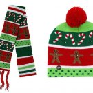 Lotsa Lites LED Flashing Christmas Hat And Matching Scarf Gingerbread