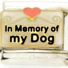 In Memory Of My Dog 9mm Italian Charm Red Heart Scroll Stainless Steel Link