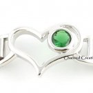 May Green Birthstone Heart Enhancer 9mm Italian Charm Starter Link
