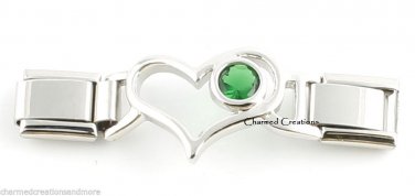 May Green Birthstone Heart Enhancer 9mm Italian Charm Starter Link