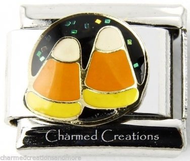 Halloween Candy Corn With Glitter 9mm Italian Charm Stainless Steel Modular Link