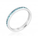 March Birthstone Eternity Ring Stackable 3mm Band Made With Swarovski Stones