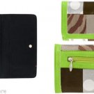 Women's Tri Fold Checkbook Wallet Designer Inspired Lime Green Neon Patchwork