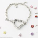 Reversible Crystal Heart Floating Charm Glass Memory Locket Bracelet