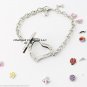Reversible Crystal Heart Floating Charm Glass Memory Locket Bracelet