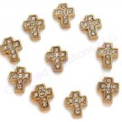 10pc Floating Charm Lot Gold Tone CZ Rhinestone Cross For Glass Memory Lockets