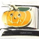 Jack-O-Lantern Happy Pumpkin Halloween 9mm Italian Charm Stainless Steel Link