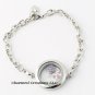25mm Mini Plain Round Floating Charm Memory Locket Chain Link Bracelet