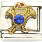 September Boy 9mm Italian Charm Stainless Link Birthstone Birthday Kid Son Blue