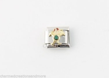May Boy Kid Son Green Birthstone Birthday 9mm Italian Charm Stainless Steel Link