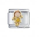 November Girl Birthstone 9mm Italian Charm Link Daughter Kid Yellow Birthday