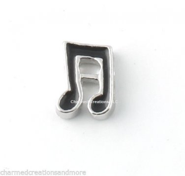 Black Sheet Music Eighth Note Floating Charm For Glass Memory Locket Necklace