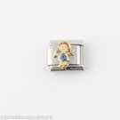 September Girl Daughter Kid Blue Birthstone Birthday 9mm Italian Charm Link