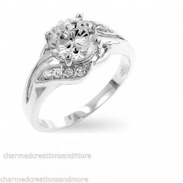 NWT Elegant Solitaire Engagement Wedding Ring White Gold Bond Size 8
