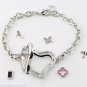 Plain Silver Tone Heart Floating Charm Glass Memory Locket Bracelet
