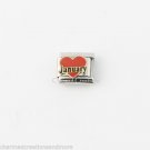 January Red Heart Love Birthstone Birthday 9mm Italian Charm Stainless Link