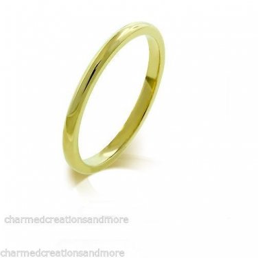 2mm Thin Hamilton Gold IPG Plain Wedding Ring Women's Petite Band
