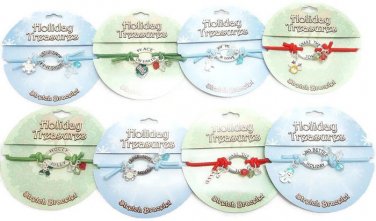Christmas Stretch Bracelets Charms Santa Snowflake Snowman Rudolph Candycane