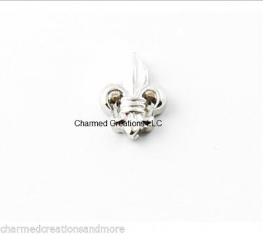 Silver Tone Fleur De Lis Royal Floating Charm For Glass Memory Locket