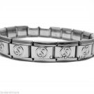 Yin Yang 9mm Italian Charm Shiny Stainless Steel 18 Link Starter Bracelet