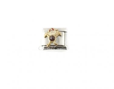 January Boy Kid Son Red Birthstone Birthday 9mm Italian Charm Stainless Link