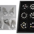 100pc Wholesale Lot Floating Charms 12 Assorted Lockets Gem Jar Display Tray Kit