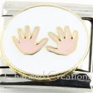 Newborn Baby Girl Daughter Pink Handprint Hands 9mm Italian Charm Modular Link