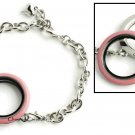 30mm Floating Charm Memory Locket Bracelet With Pink Enamel Screw Top Lid