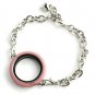 30mm Floating Charm Memory Locket Bracelet With Pink Enamel Screw Top Lid