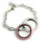 30mm Floating Charm Memory Locket Bracelet With Pink Enamel Screw Top Lid