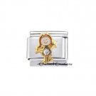 April Girl Birthstone 9mm Italian Charm Link Daughter Kid CZ Gemstone Birthday