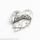 Daughter Heart Love White & Silver Tone Floating Charm For Glass Memory Lockets