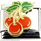 Red Cherries Cherry Fruit Bunch 9mm Italian Charm Stainless Steel Modular Link