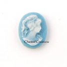 Blue Cameo Raised Portrait Picture Resin Floating Charm For Lockets
