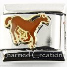 Brown Stallion Running Horse Thoroughbread 9mm Italian Charm Modular Link