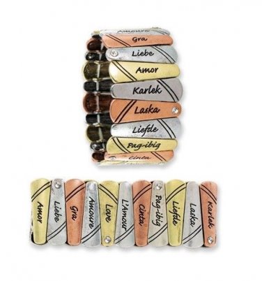 Tri-Tone Stretch Bracelet Language of Love Written In 11 Different Languages