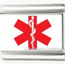 Medical Alert Red Star Of Life Caduceus 9mm Italian Charm For Your ID Bracelet