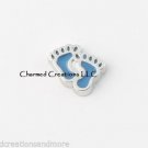 Blue Newborn Baby Feet Son Boy Floating Charm For Glass Memory Locket Necklace