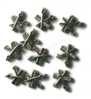 10pc Hair Stylist Comb Scissors Floating Charm For Glass Memory Locket Necklace