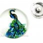Interchangeable Button Snap Charm Jewelry Blue Peacock Peafowl Bird 18mm #338