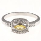 Size 7 Fashion Ring Yellow Marquise Stone With Clear Accents