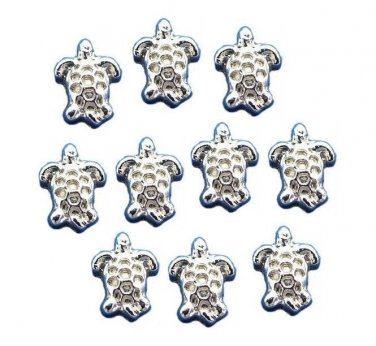 10pc Lot Silver Tone Sea Turtle Ocean Floating Charm For Glass Memory Lockets