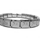 Running Horse 9mm Italian Charm Matte Stainless Steel Starter Bracelet 18 Links