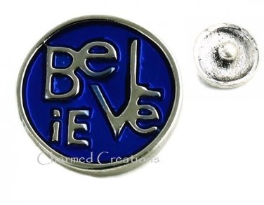 Interchangeable Snap Charm Jewelry Blue Believe 18mm #299-1