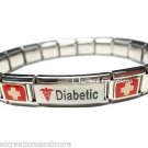 Diabetic Diabetes Insulin Superlink 9mm Italian Charm Medical Alert ID Bracelet