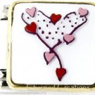 9mm Italian Charm Love Hearts Valentines Day Stainless Steel Link Gold Trim