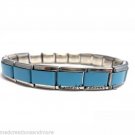 9mm Italian Charm Blue Center Shiny Stainless Steel 18 Link Starter Bracelet