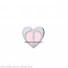 Hot Pink Baby Girl Daughter Feet Footprint Floating Charm F/ Memory Glass Locket
