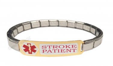 Stroke Patient 9mm Italian Charm Medical Alert Shiny Starter Bracelet